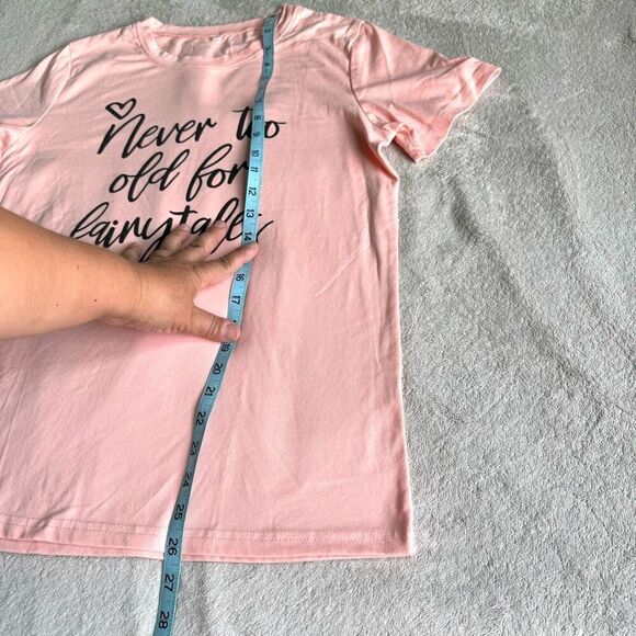 Never Too Old For Fairytales graphic Pink Cotton T-shirt - Picture 8 of 9
